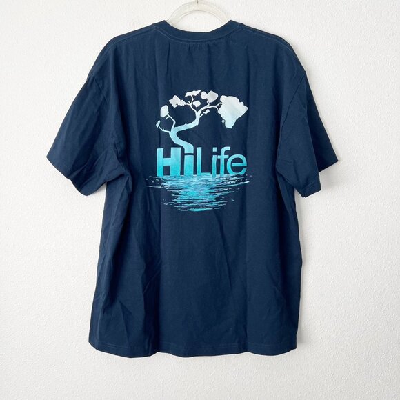 HiLife Hawaii Mens XL Navy Blue Short Sleeve Graphic Tee Tshirt - Picture 1 of 3